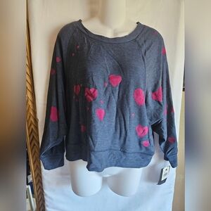 CHAOS Heart Print Crew Neck Sweater